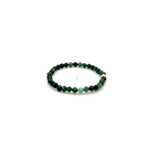 Natural Emerald Gemstones Mini 4mm 18K White Gold Charm Bead May Birthstone - Picture 3 of 5